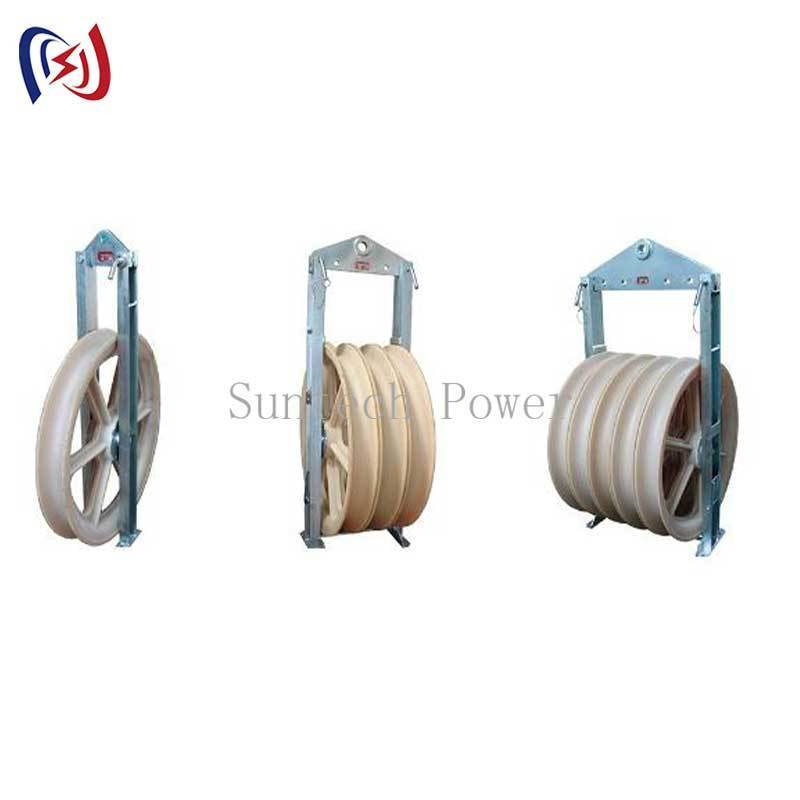 822mm Sheave 30KN Rated Load Conductor Stringing Block with Three Groove Material Options for Overhead Line Stringing