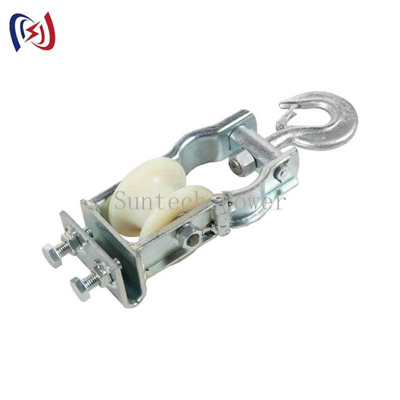20KN Rated Load 120mm Sheave Dual Use Hanging and Sitting Conductor Stringing Block for Tight Crossarm Work