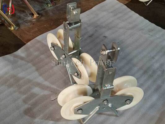 Durable Tandem Sheave Stringing Block for Bundle Conductor Stringing on High Voltage Power Lines with 25KN Rated Load