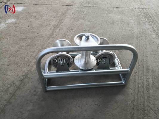 Heavy Duty 10KN Rated Load Corner Ground Roller Tri-Sheave for Smooth Cable Pulling and Corrosion Resistance in Ducts