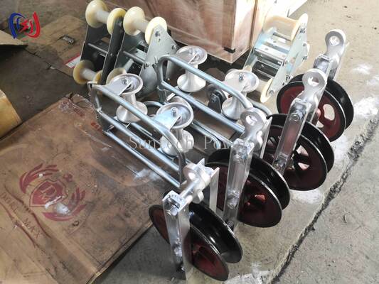 Heavy Duty 10KN Rated Load Corner Ground Roller Tri-Sheave for Smooth Cable Pulling and Corrosion Resistance in Ducts