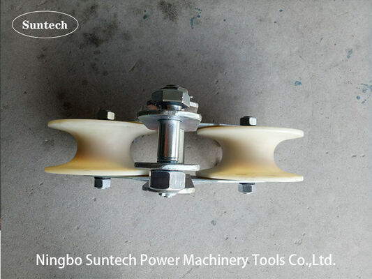 Heavy Duty Tandem Sheave Stringing Block with 25KN Rated Load for Simultaneous Pulling of Bundle Conductors