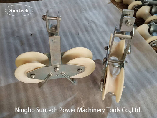 Heavy Duty Tandem Sheave Stringing Block with 25KN Rated Load for Simultaneous Pulling of Bundle Conductors