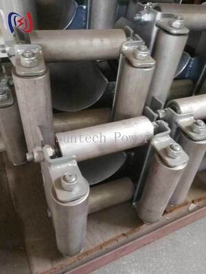 Framed Cable Roller Pulley with 180mm Max Cable Diameter, 20KN Rated Load, and Durable Frame Structure for Heavy Cable Pulling