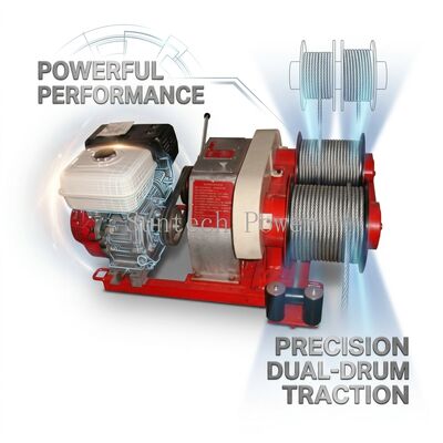 Double Drum Winch 6.3-9kW 2000-3600RPM Kabel Traksi Kabel Mesin Winch