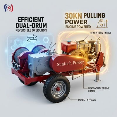 Double Drum Winch 6.3-9kW 2000-3600RPM Kabel Traksi Kabel Mesin Winch