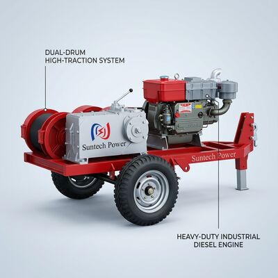 Double Drum Winch 6.3-9kW 2000-3600RPM Kabel Traksi Kabel Mesin Winch