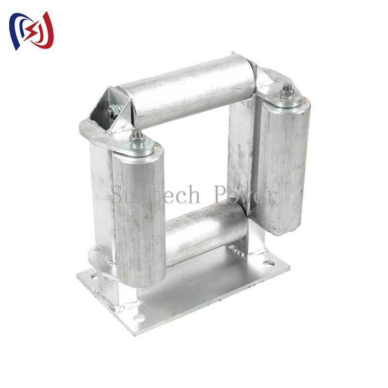 Framed Cable Roller Pulley with 180mm Max Cable Diameter, 20KN Rated Load, and Durable Frame Structure for Heavy Cable Pulling